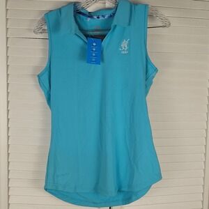 NWT Scales‎ Womens Aqua Blie Sleeveless Polo Golf Shirt Small